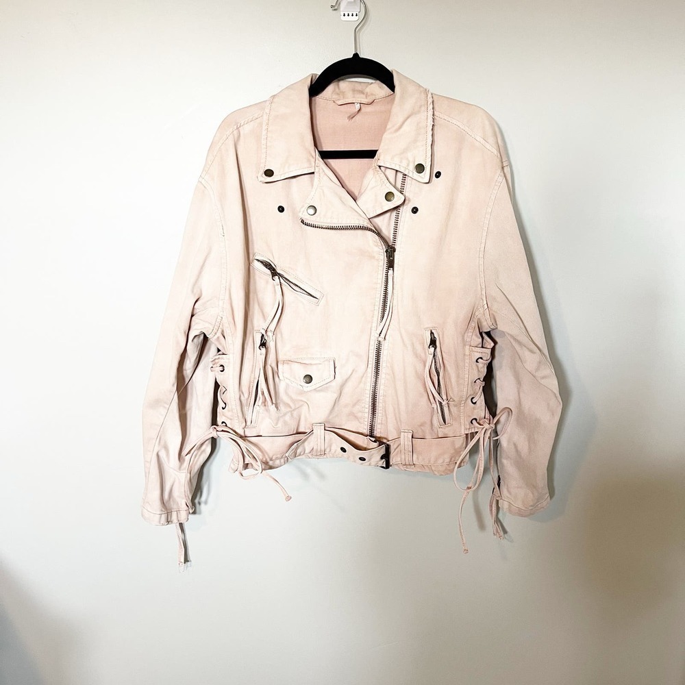 Free People Pale Pink Moto Jacket
